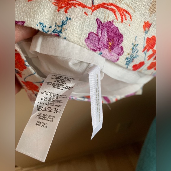 Ann Taylor Sheath Dress NWT Floral Red, Turquoise, Purple Flowers Lined Cotton - Picture 5 of 11